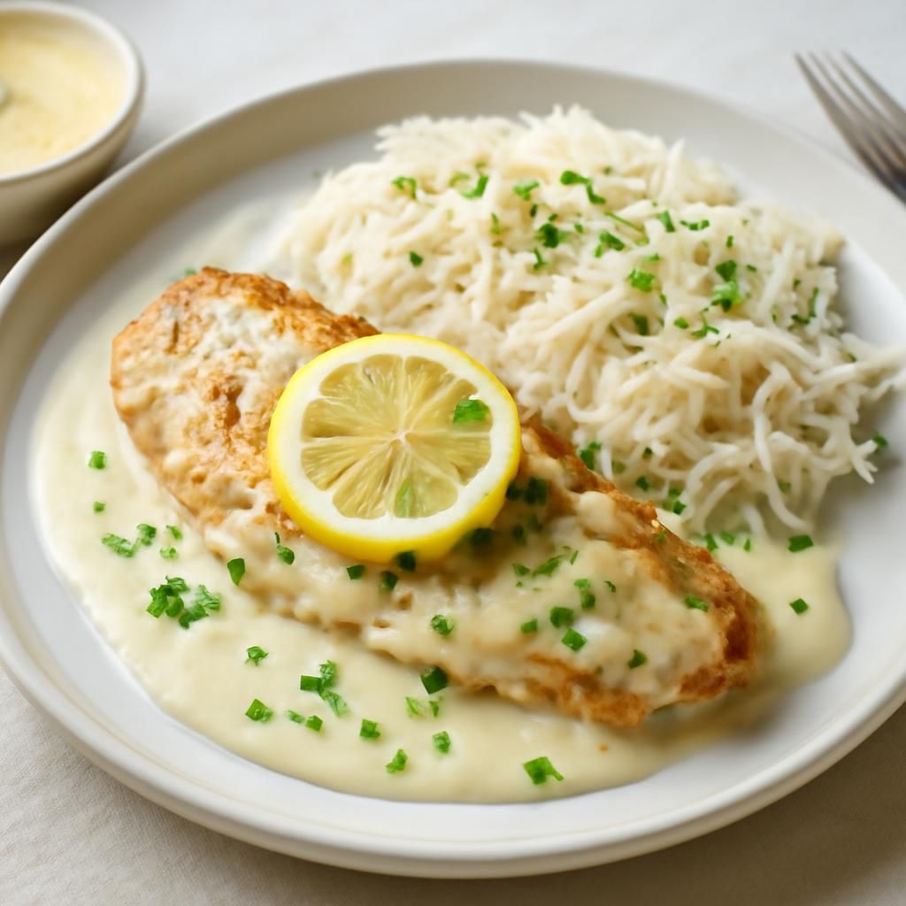Hake Fillet with Lemon Sauce and Rice in Thermomix