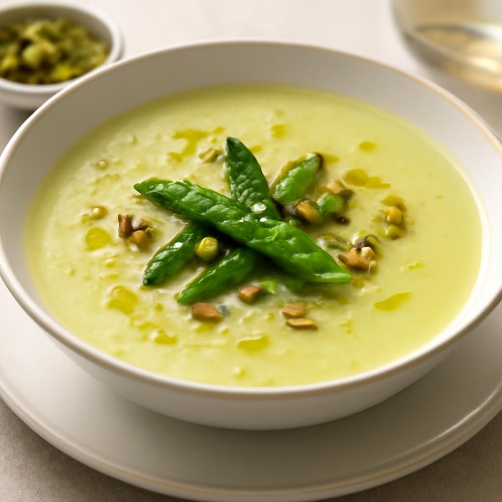 Spargelcreme und Pistazien im Thermomix