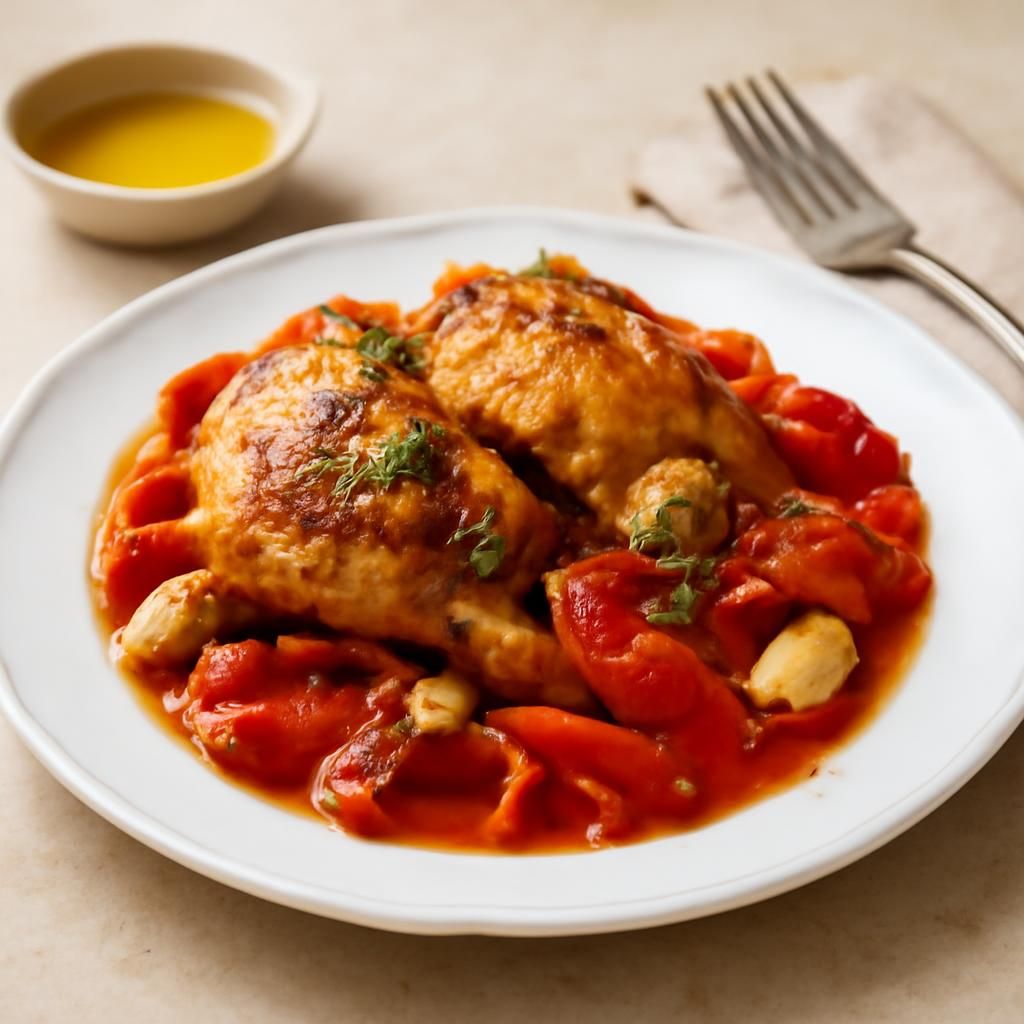 Frango à moda basquaise assado no forno