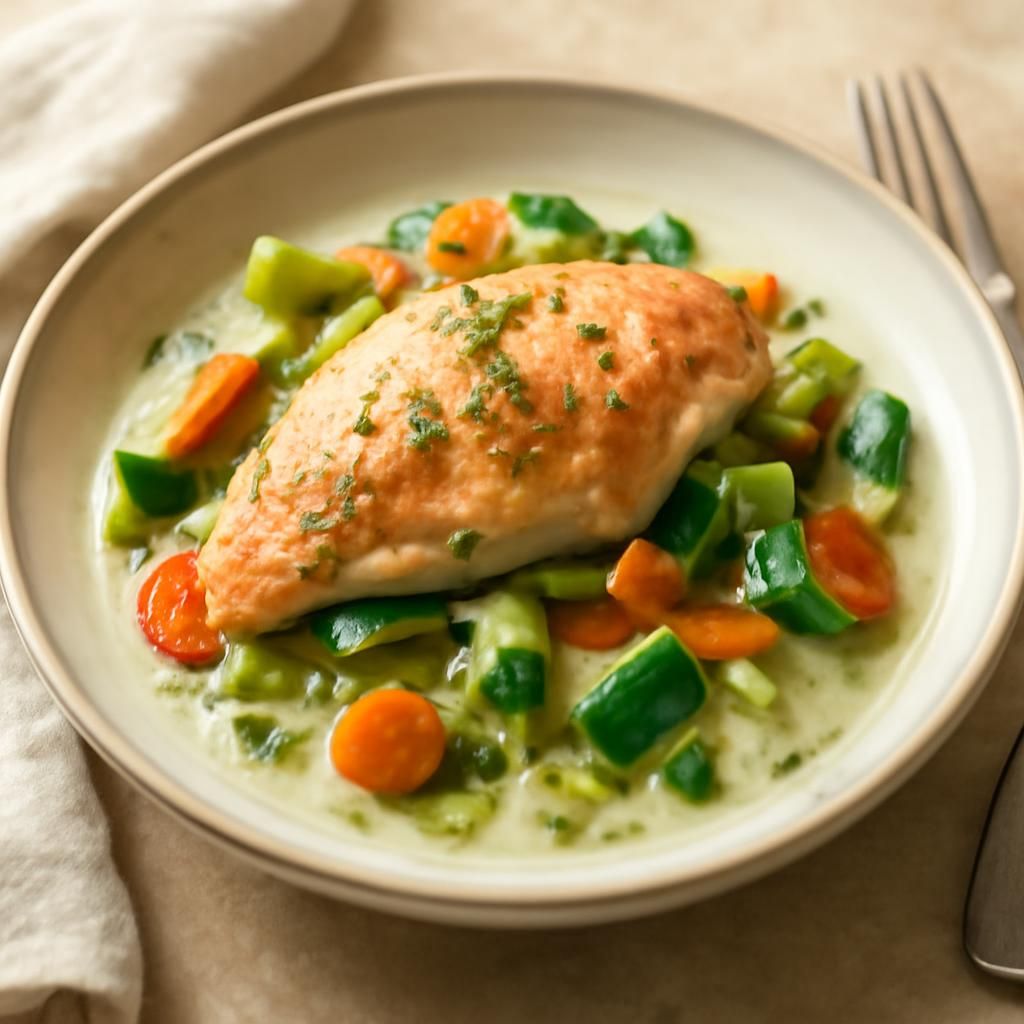 Pollo al cocco con verdure
