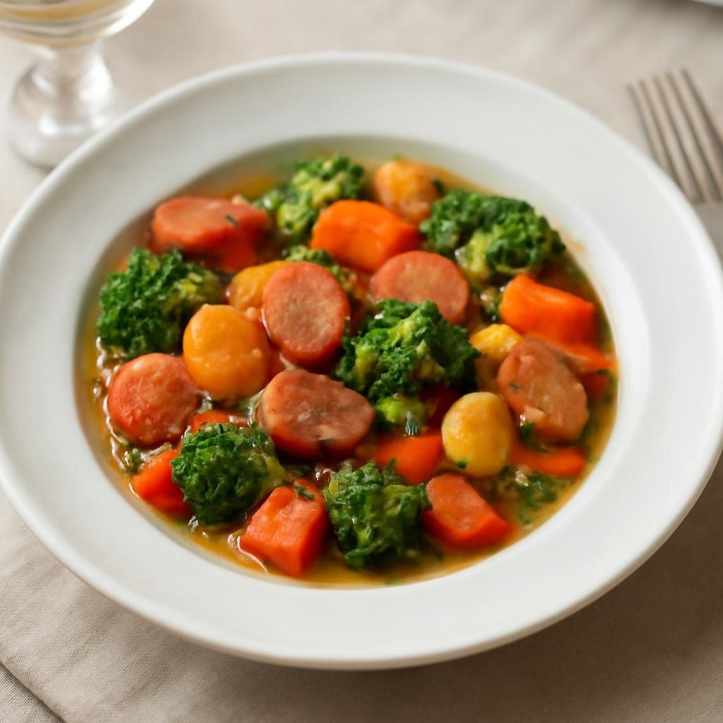 Vegetable, Potato, and Sausage Stew in Thermomix