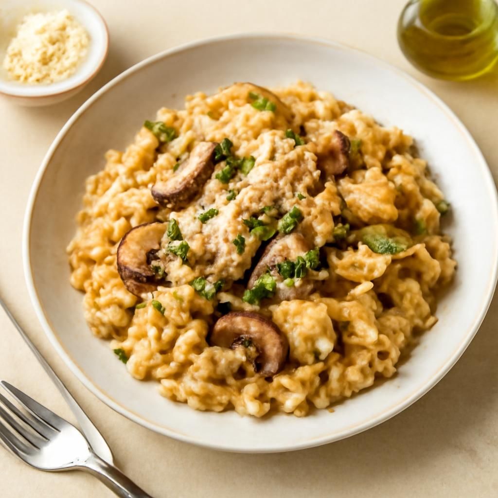 Risotto de pollo y champiñones con thermomix