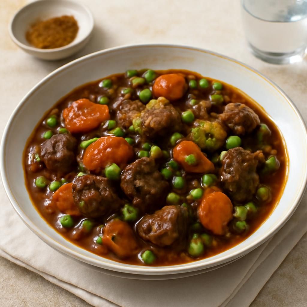 Tajine de carne bovina com ervilhas